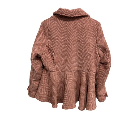 Torrid NEW Double-Breasted Peacoat Rose Herringbone Pattern Coat FLAWED - Picture 2 of 10